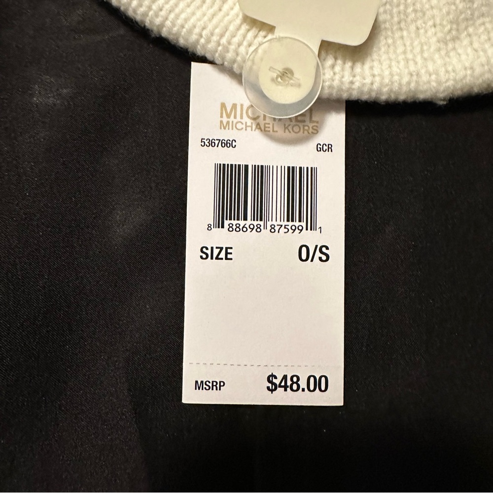 Michael Kors White Knit Beret with Gold Accents - Picture 6 of 7